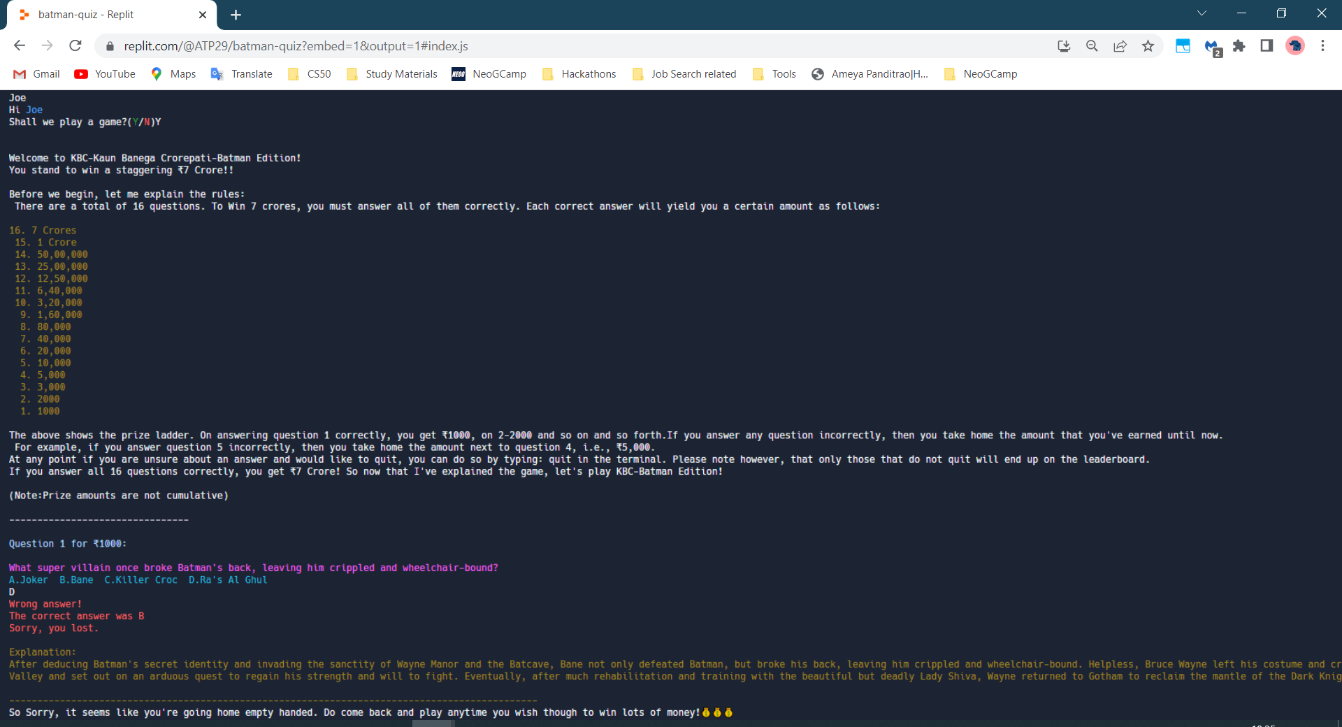 GitHub - AmeyaP29/mark-2-batman-quiz: A KBC Style Batman Quiz