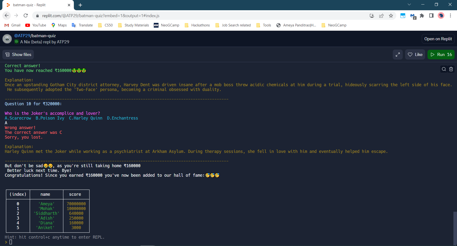 GitHub - AmeyaP29/mark-2-batman-quiz: A KBC Style Batman Quiz
