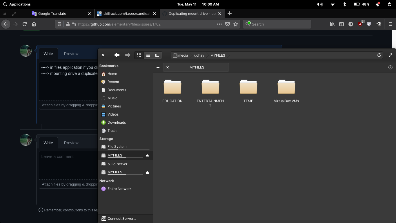 Duplicating mount drive · Issue #1702 · elementary/files · GitHub