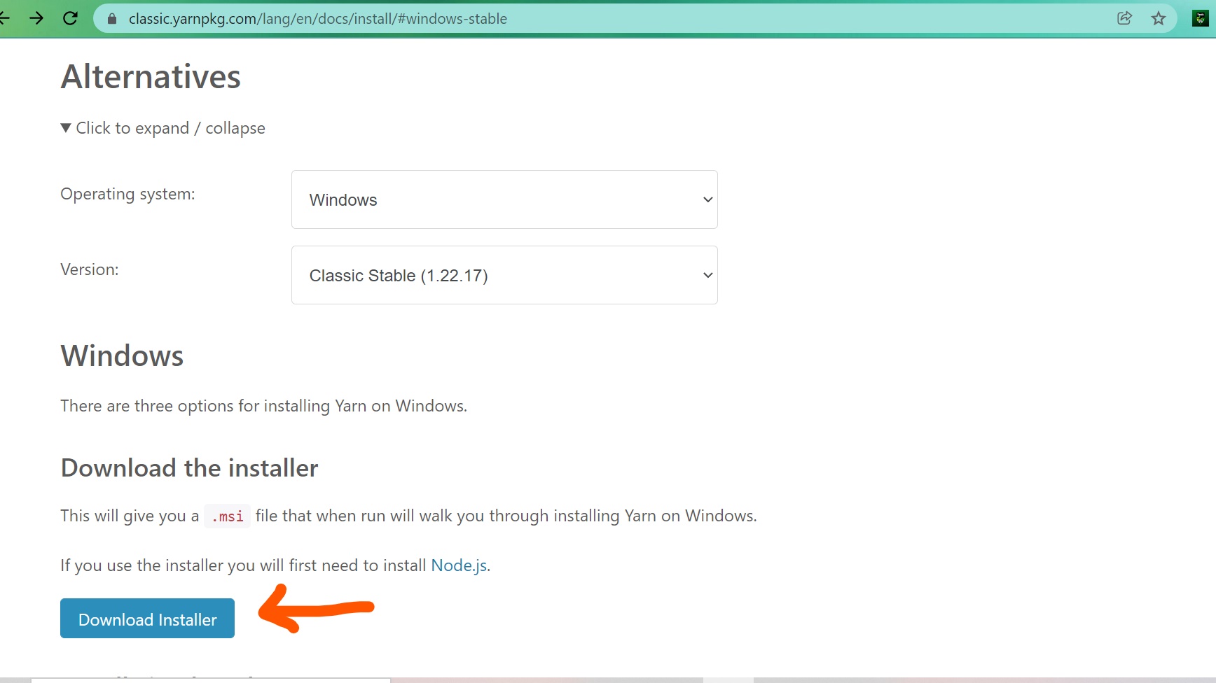In documentation of installation section, download link is invalid