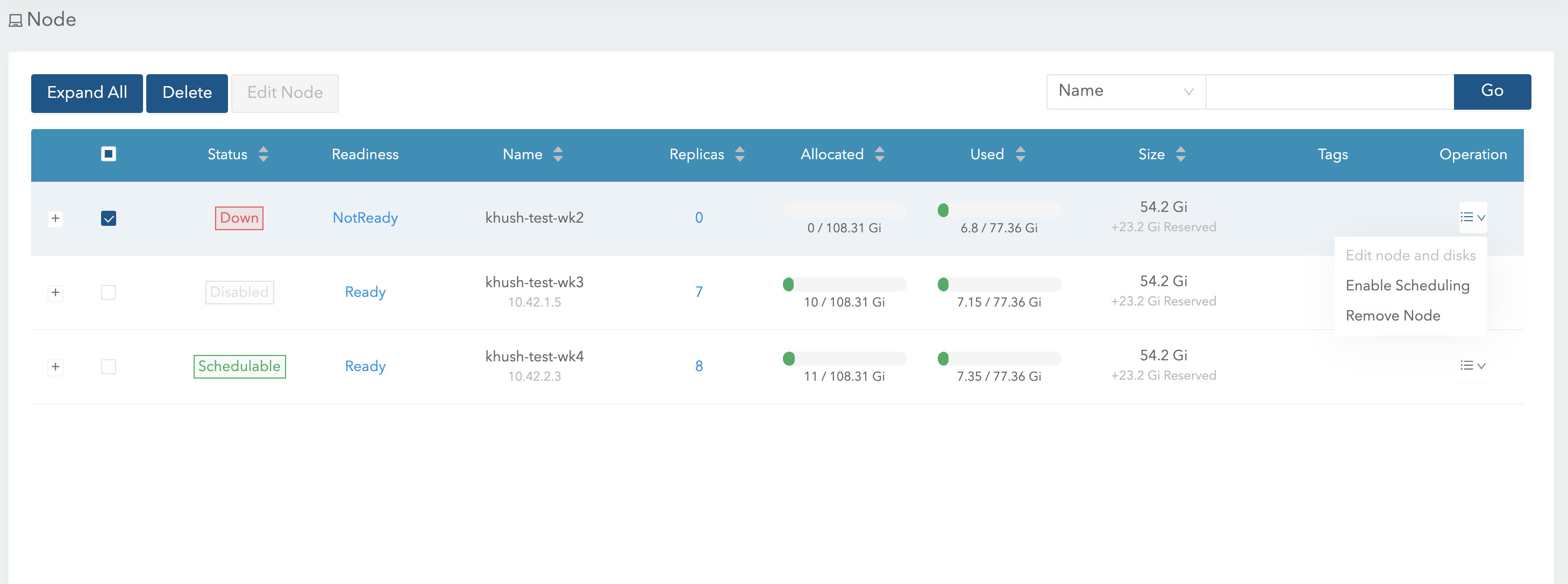 [BUG] UI 'Enable scheduling' option appears for 'down' node on the