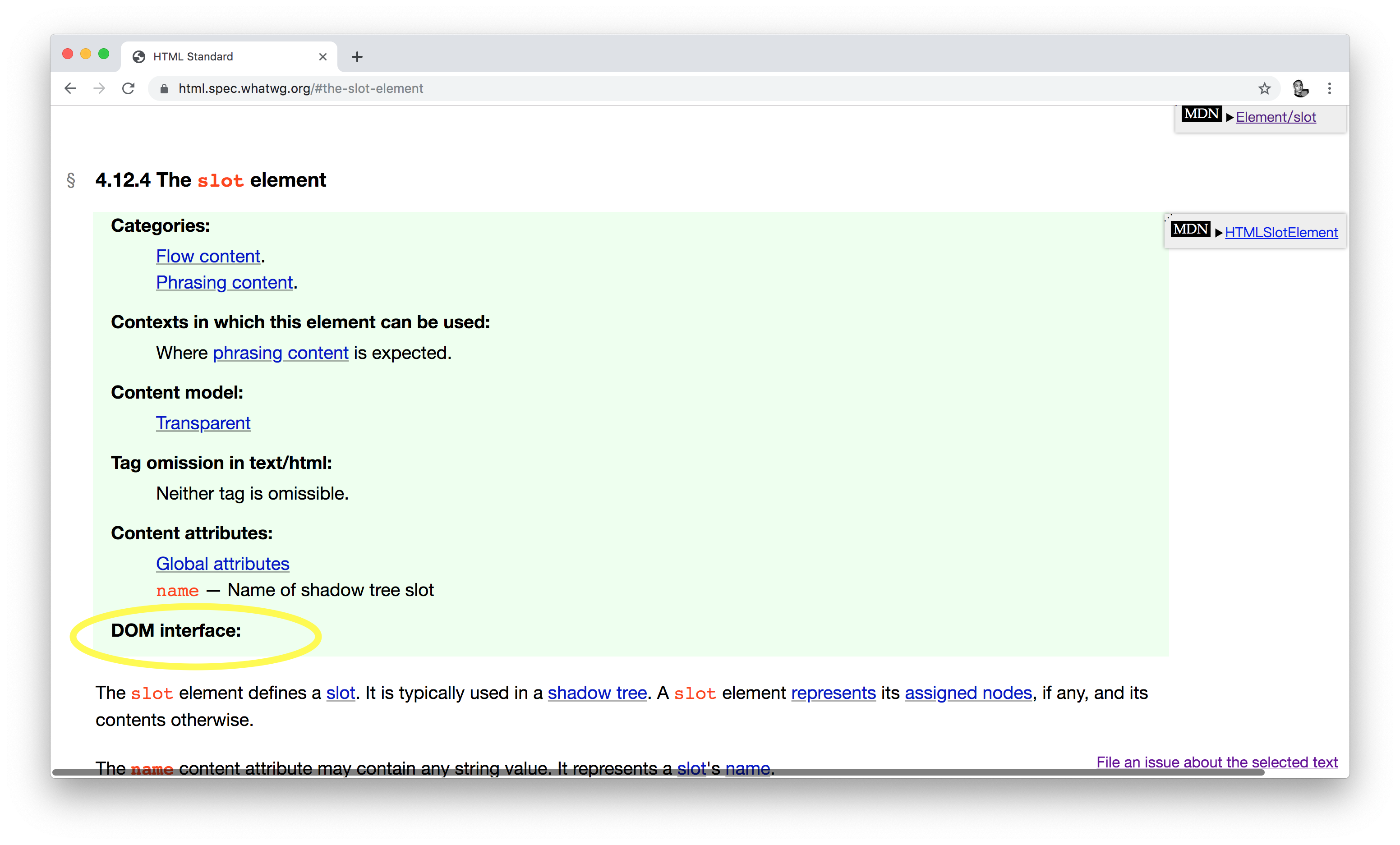 IDL for HTMLSlotElement disappears · Issue #4832 · whatwg/html · GitHub