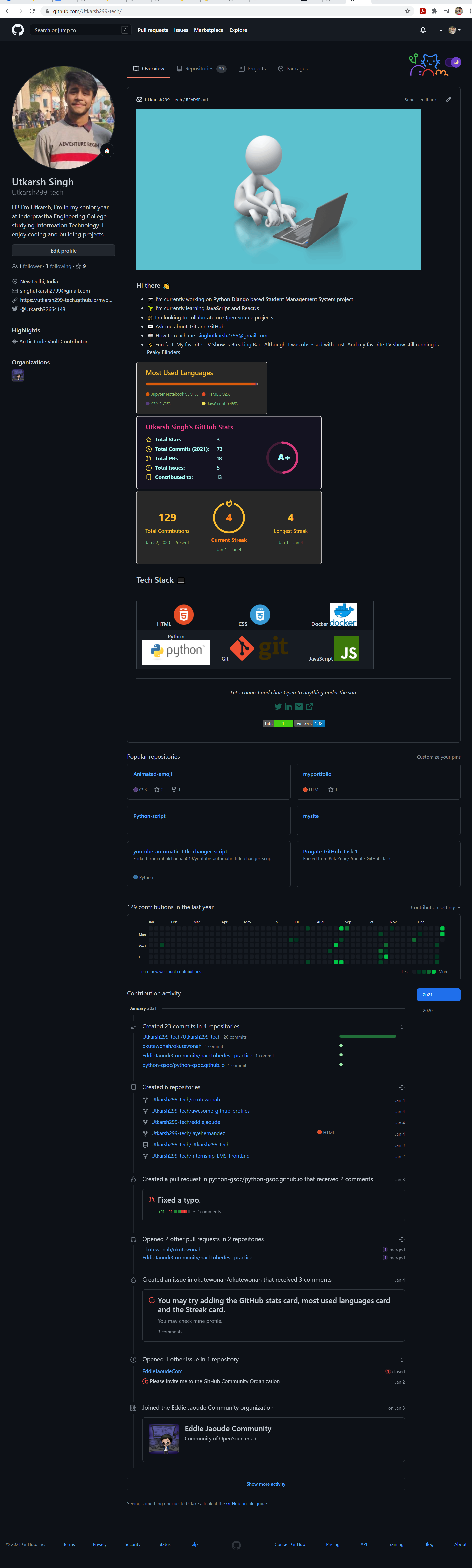 GitHub profile of {{ name }}