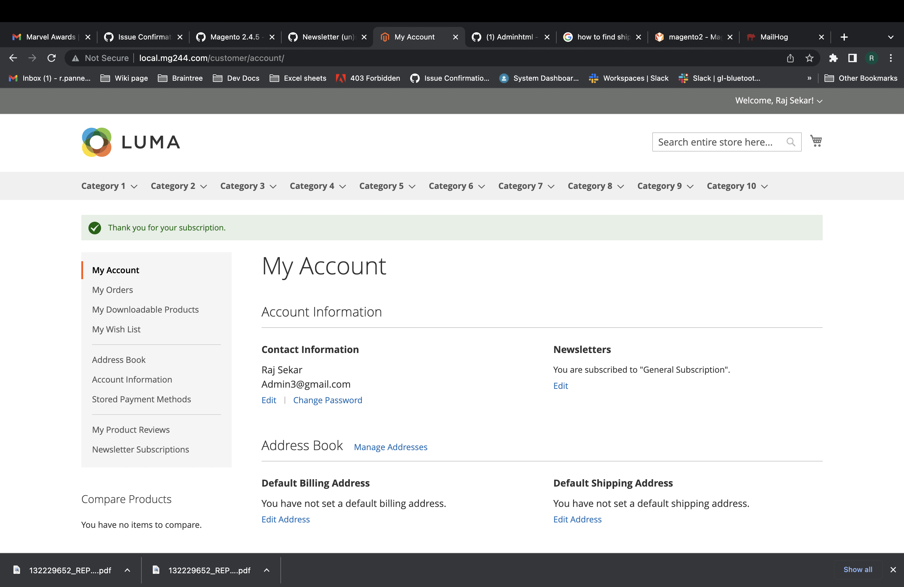 Newsletter (un)subscription sent after changing email address · Issue 36440 · magento/magento2