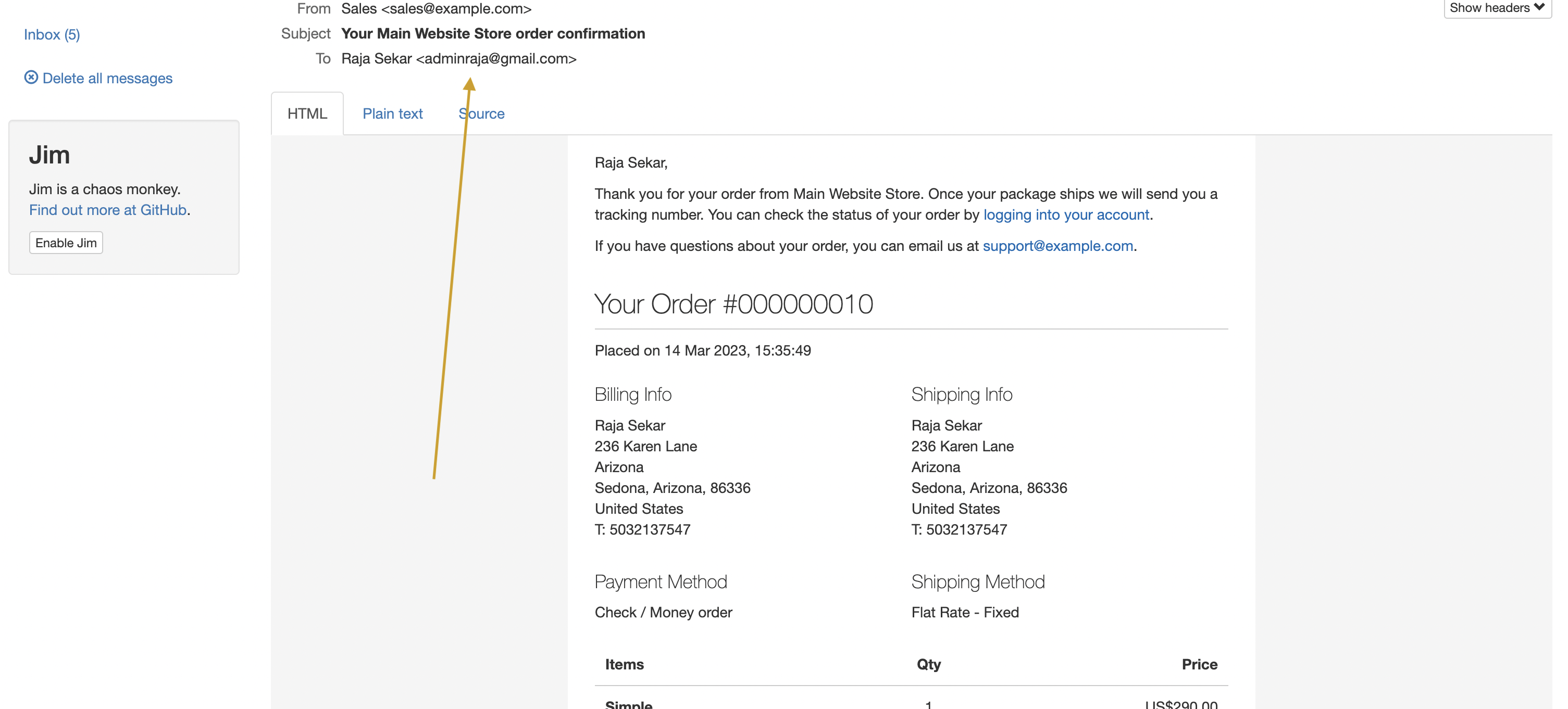 Can't change email on customer profile and then send out new order