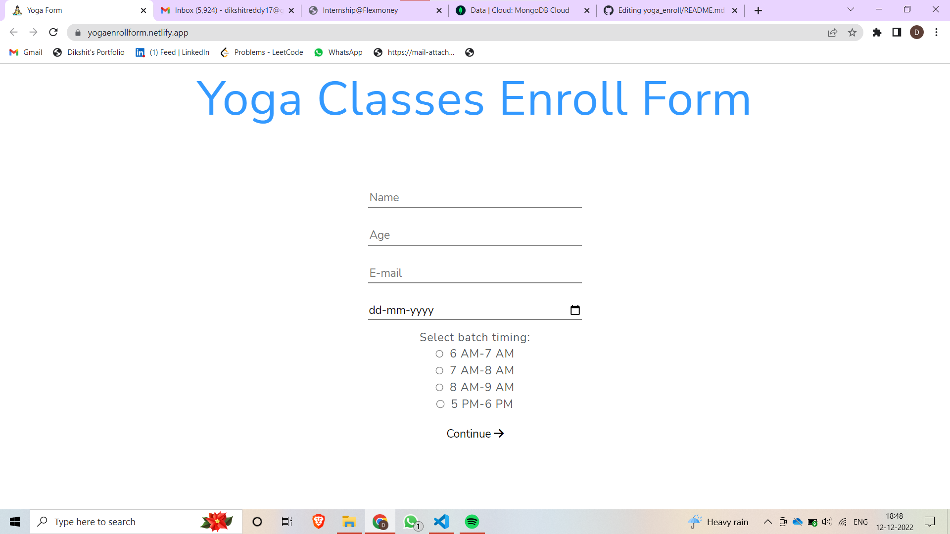 GitHub - DikshitReddy/yoga_enroll