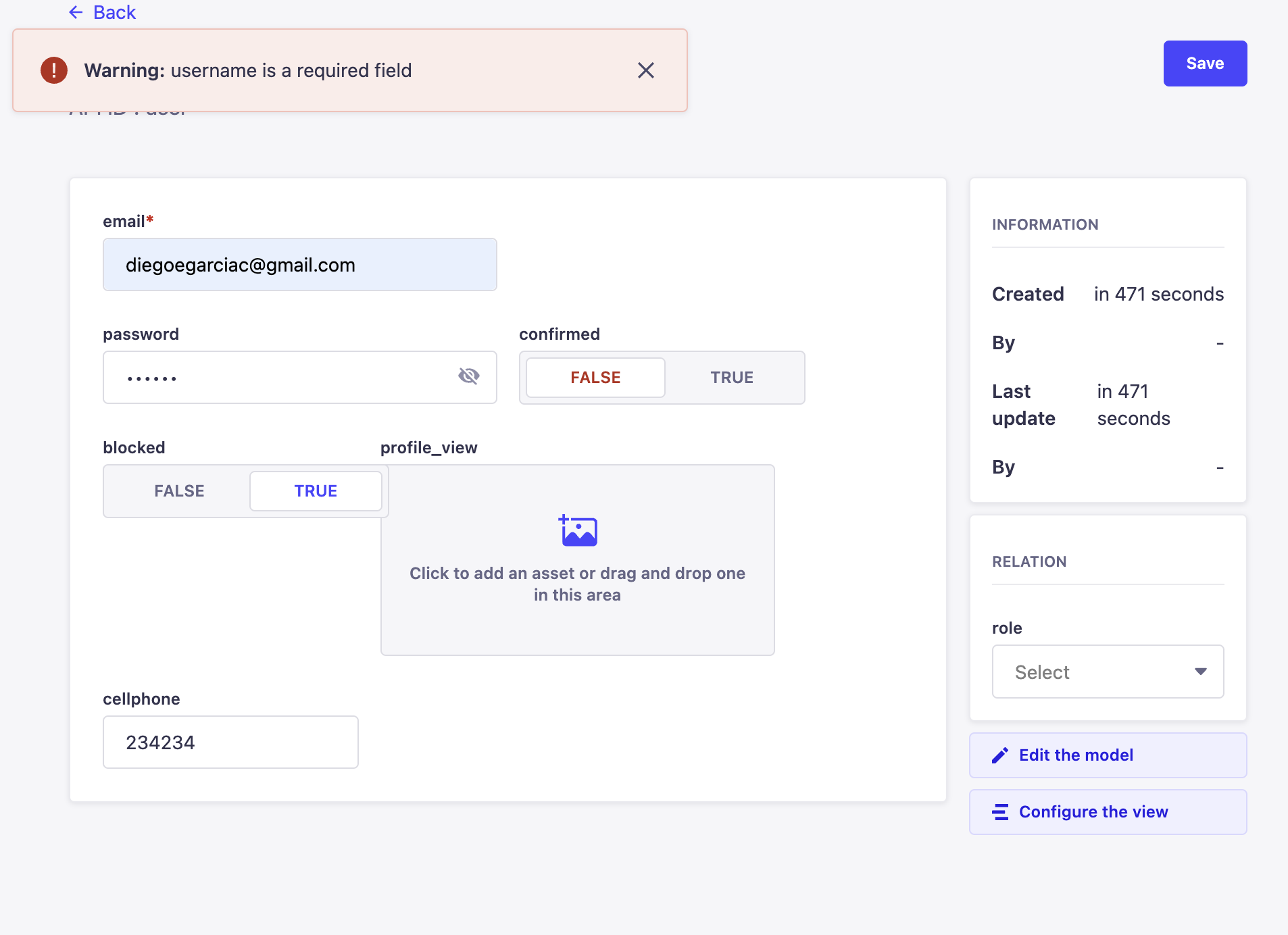 Cannot create a new user without field "username" after deleted from ...