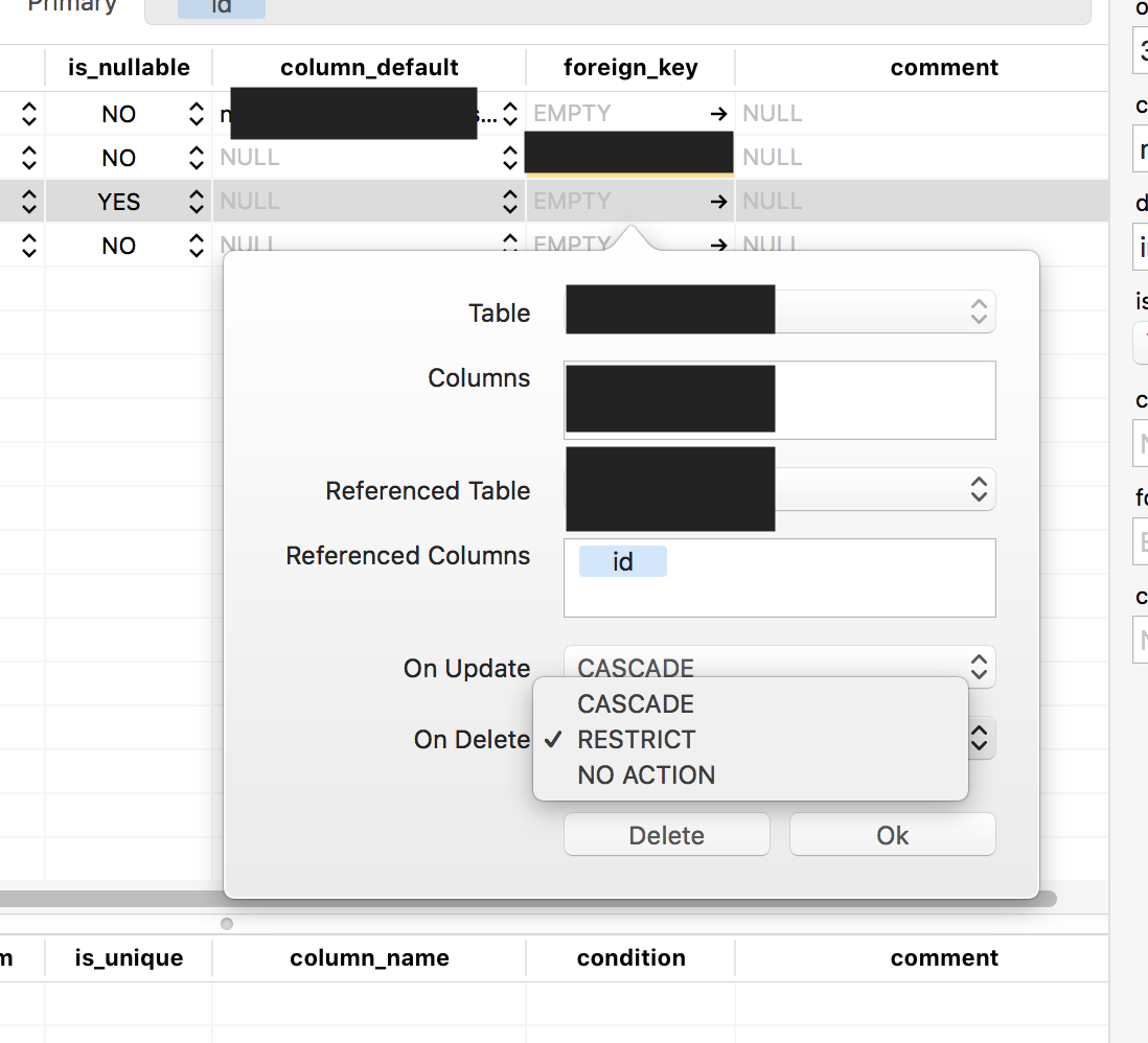 SET NULL on delete foreign key not available even when column is nullable ·  Issue #391 · TablePlus/TablePlus · GitHub
