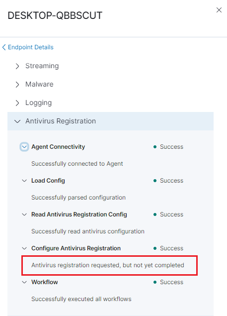 [Security Solution] 'Register As AV' is enabled in the policy and ...
