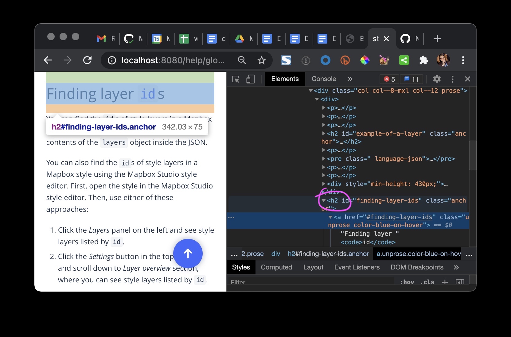 Fix [heading] > a > code color · Issue #408 · mapbox/dr-ui · GitHub