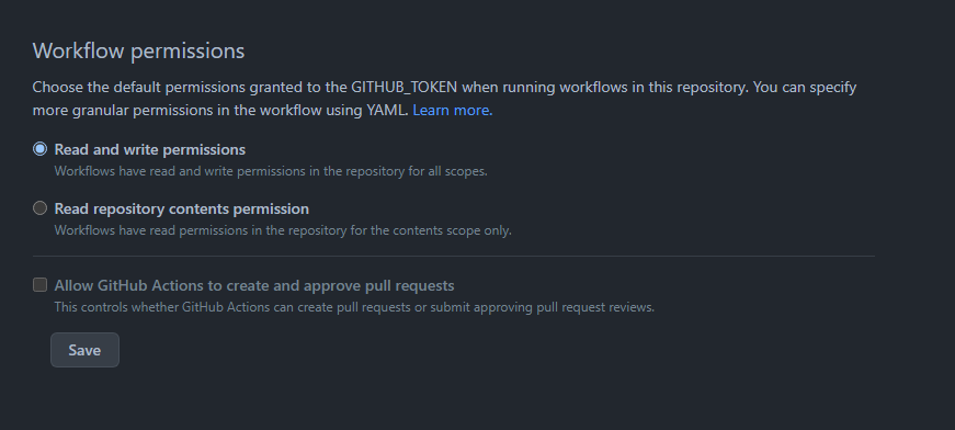 Cannot allow github actions to create a pull request · community ...