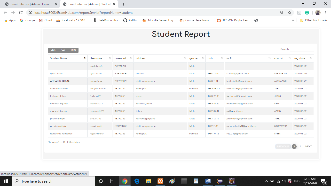 studentReport