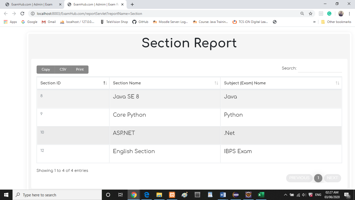 setionReport