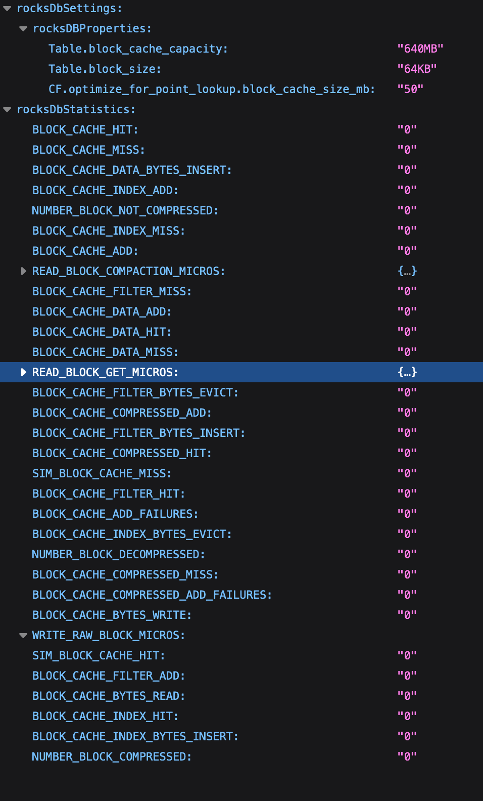 No stats for Block cache from Ticker data · Issue 11723 · facebook
