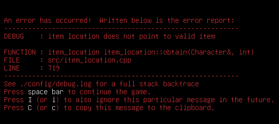 Game crash when trying to wielding a item inside the same container you ...