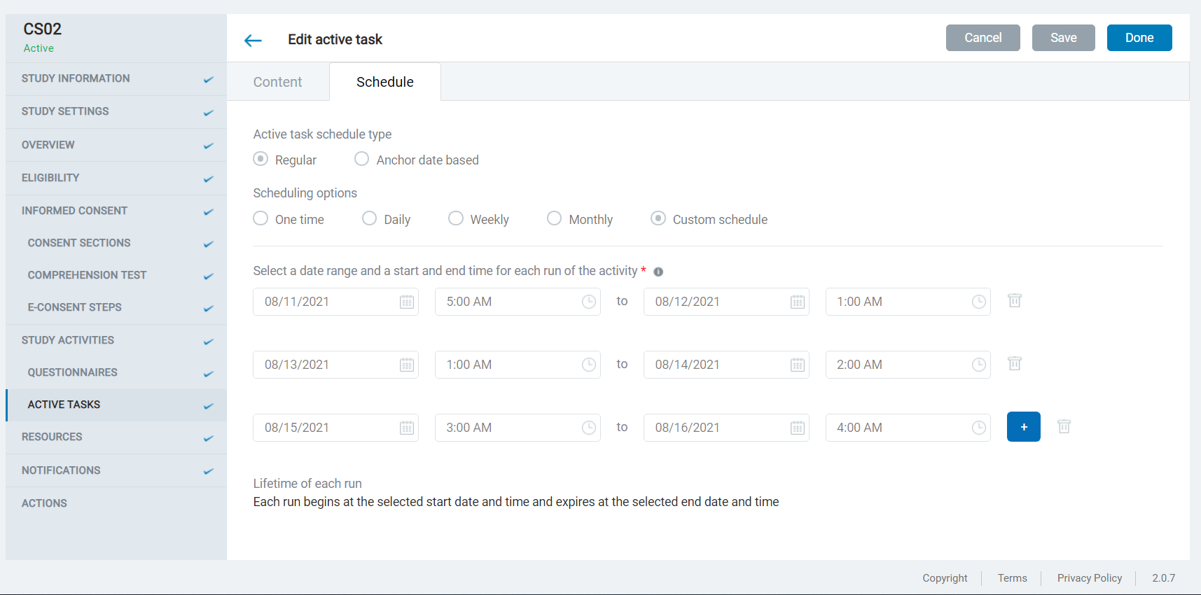 [SB] Active task custom scheduling > Order of runs is incorrect in ...