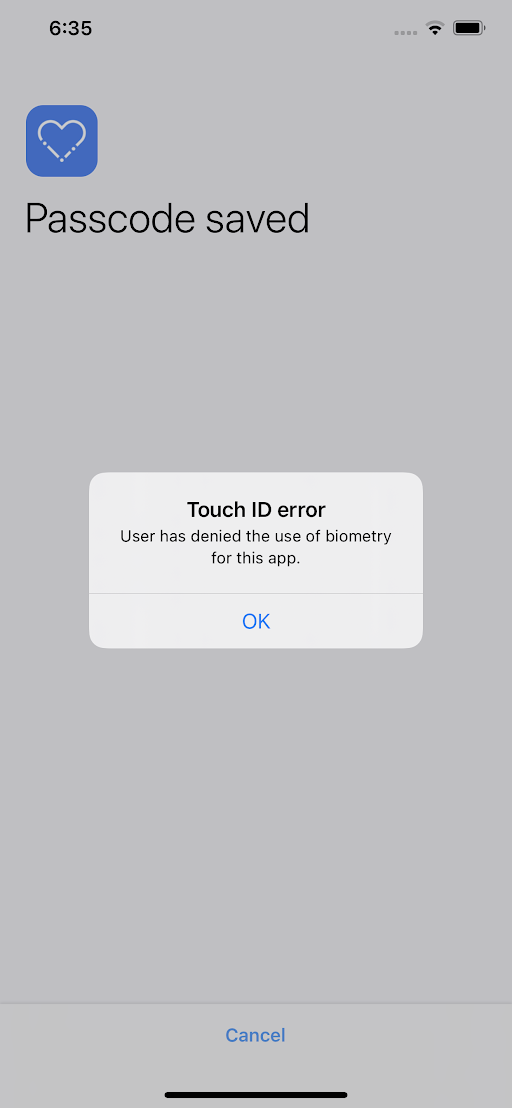 [iOS] Incorrect error message title is displayed on denying Face ID