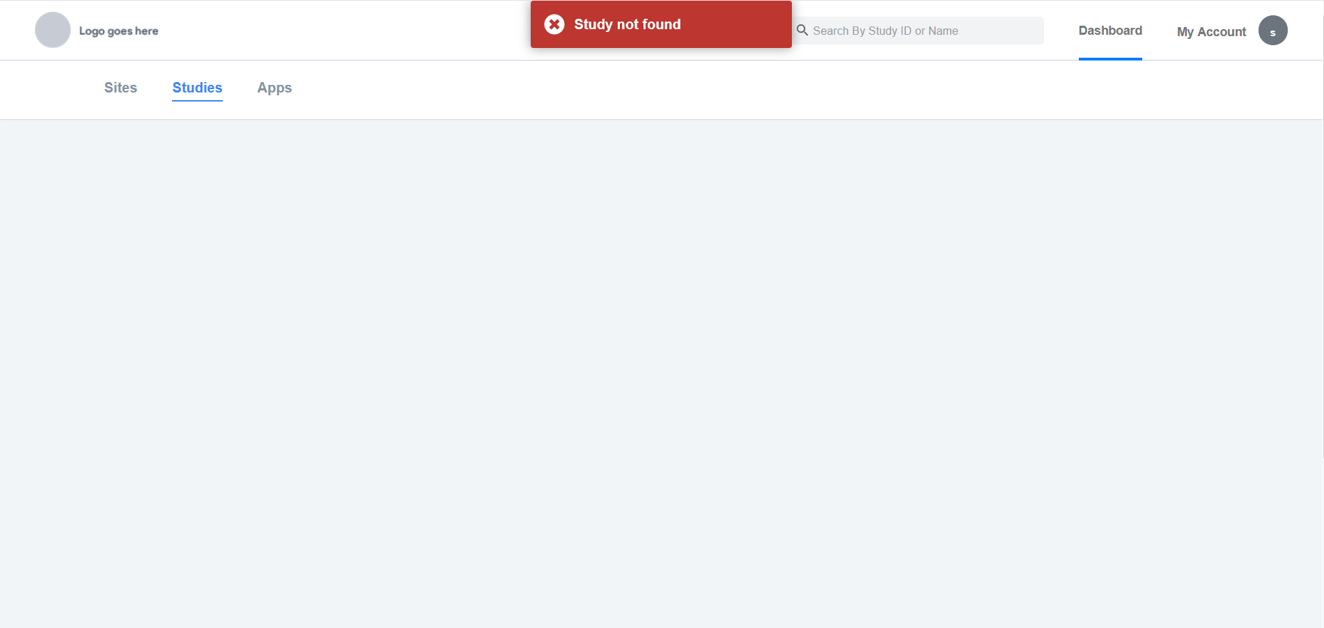 [PM] Error message 'No Study/App found' is displayed in tabs for users ...