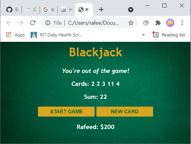 GitHub - rc4771/blackjack: Basic Blackjack game designed using ...