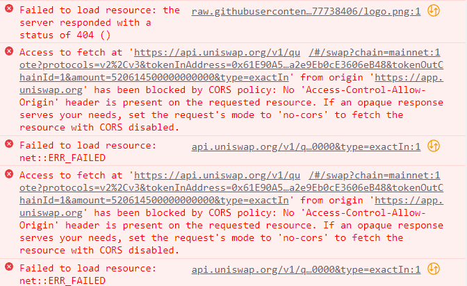 Quote blocked by Cors policy · Issue #3678 · Uniswap/interface · GitHub