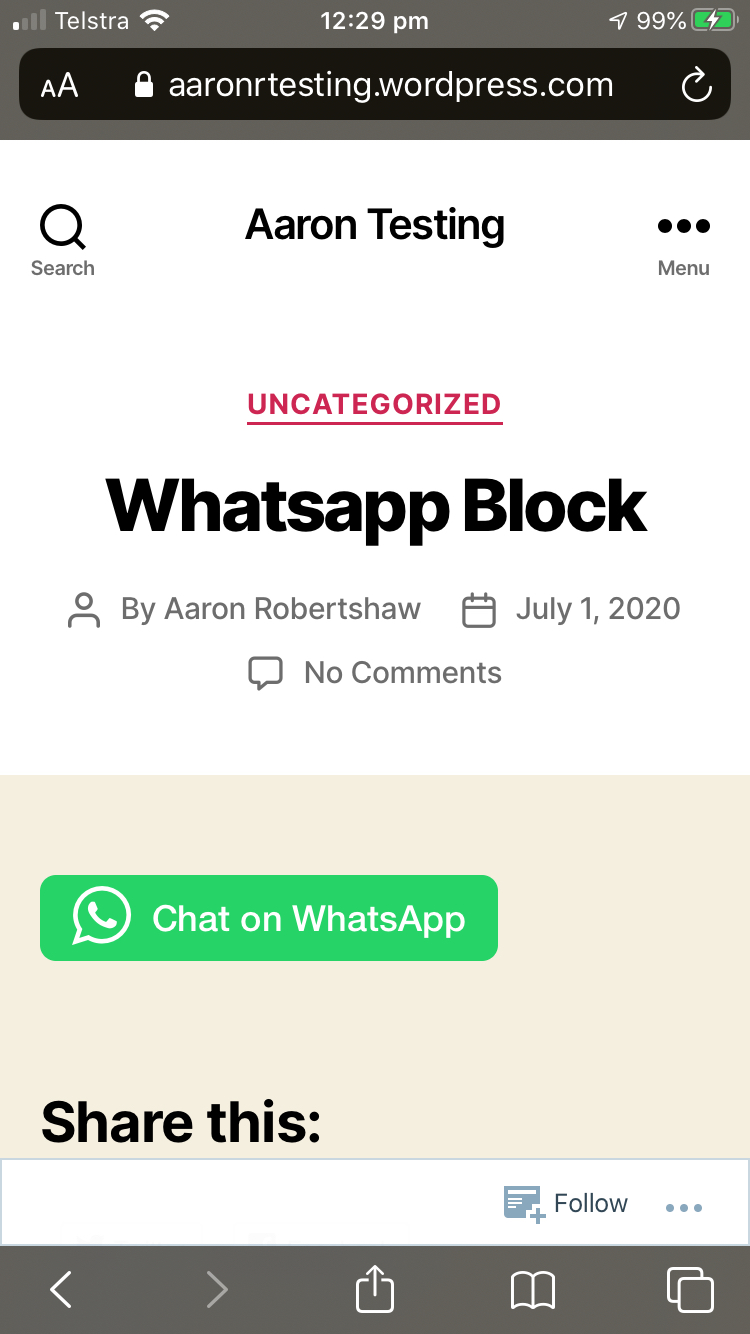 Whatsapp button with styles