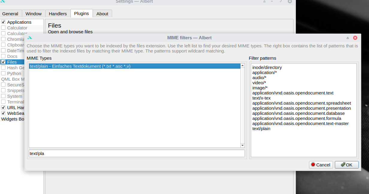 [files] MIME types advanced settings are / entries get