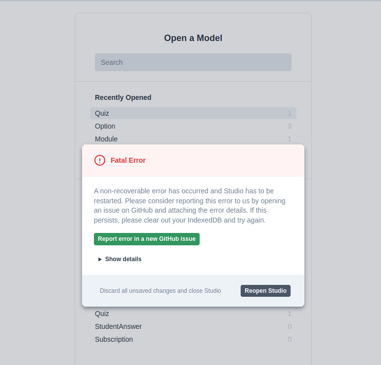 Error like this when try reopen or refresh studio page · Issue #952 ...
