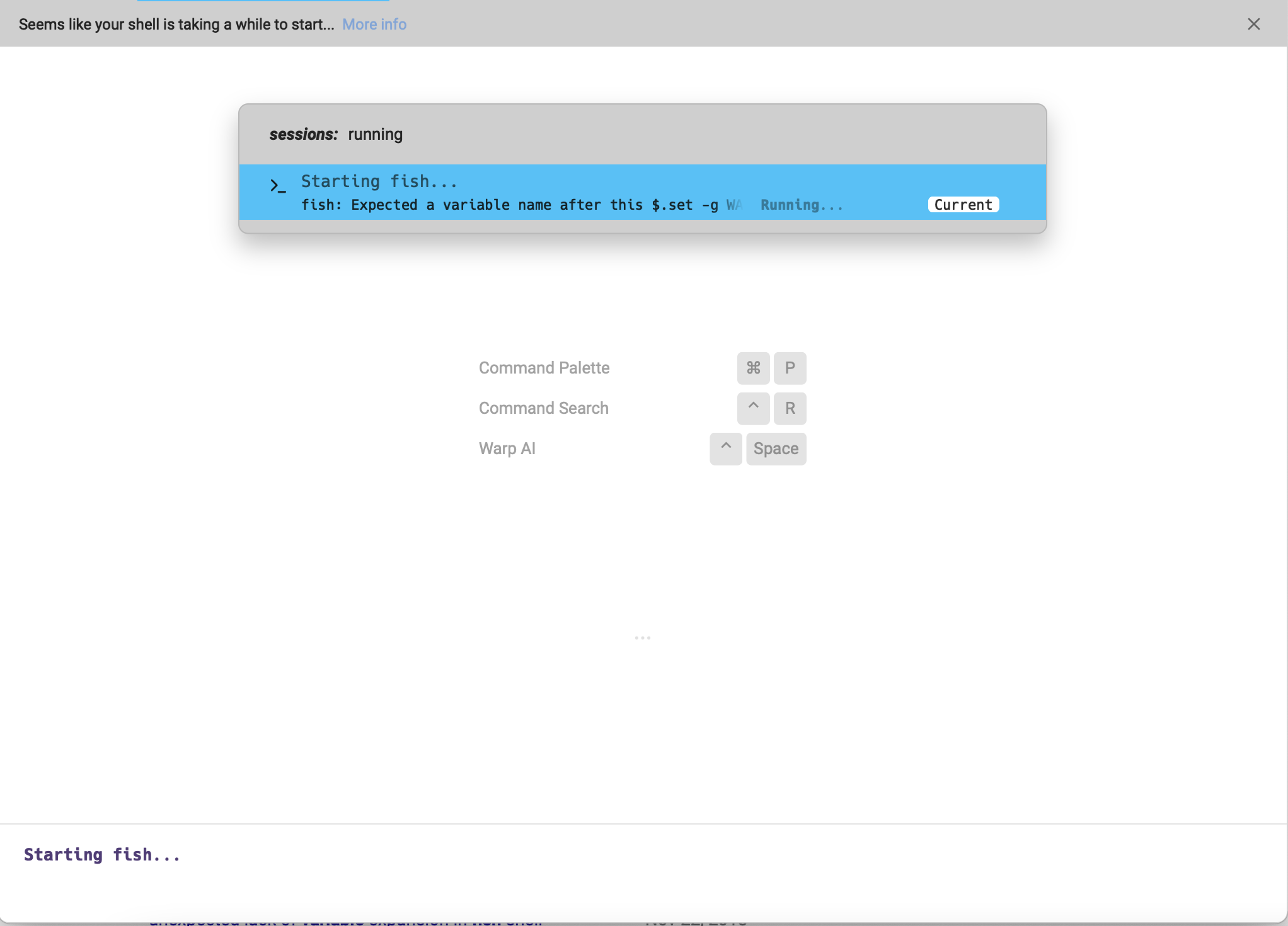 I Can't Starting fish shell when i start app · Issue 3360 · warpdotdev