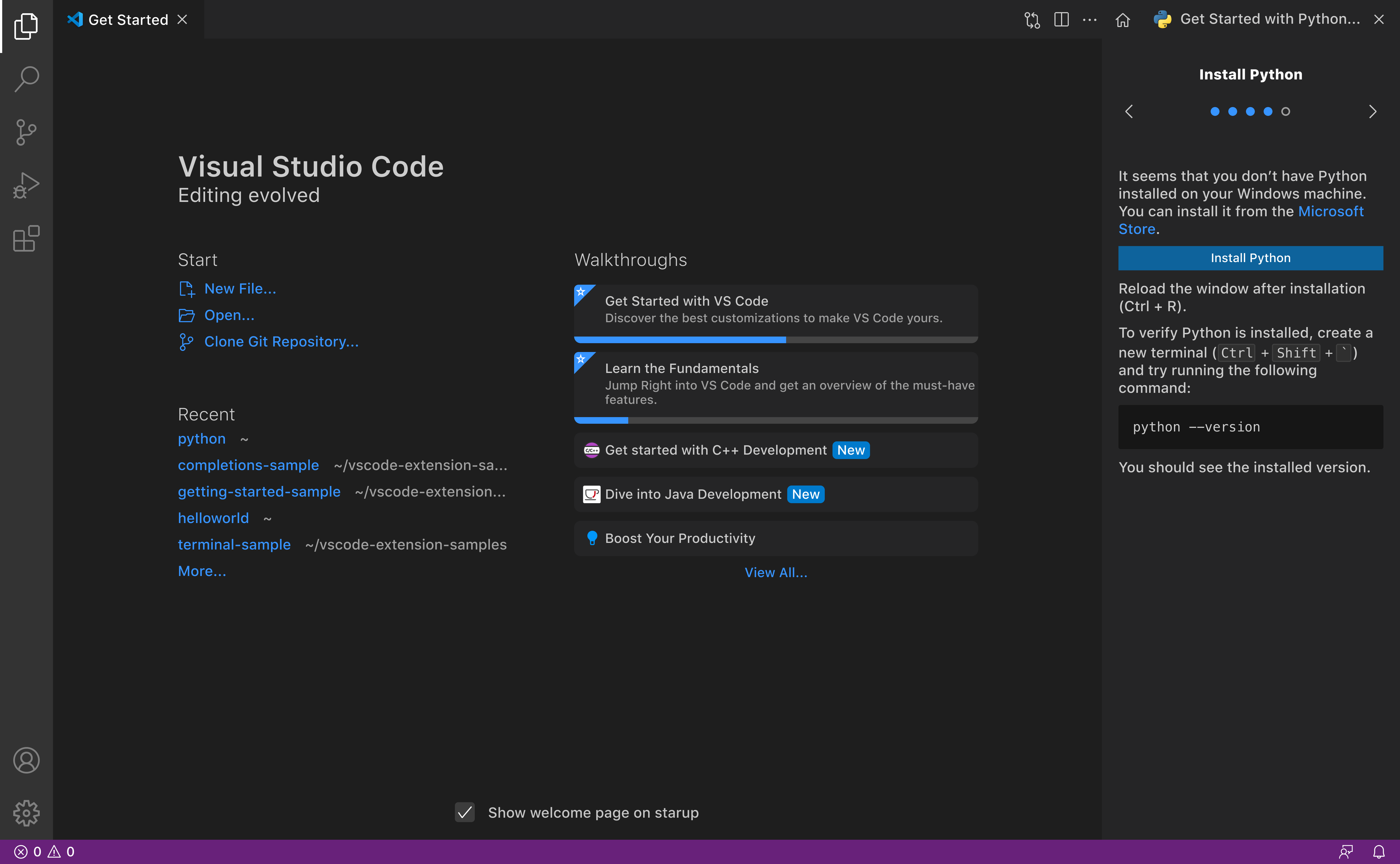 Open walkthroughs in new sidepanel · Issue #142225 · microsoft/vscode ...
