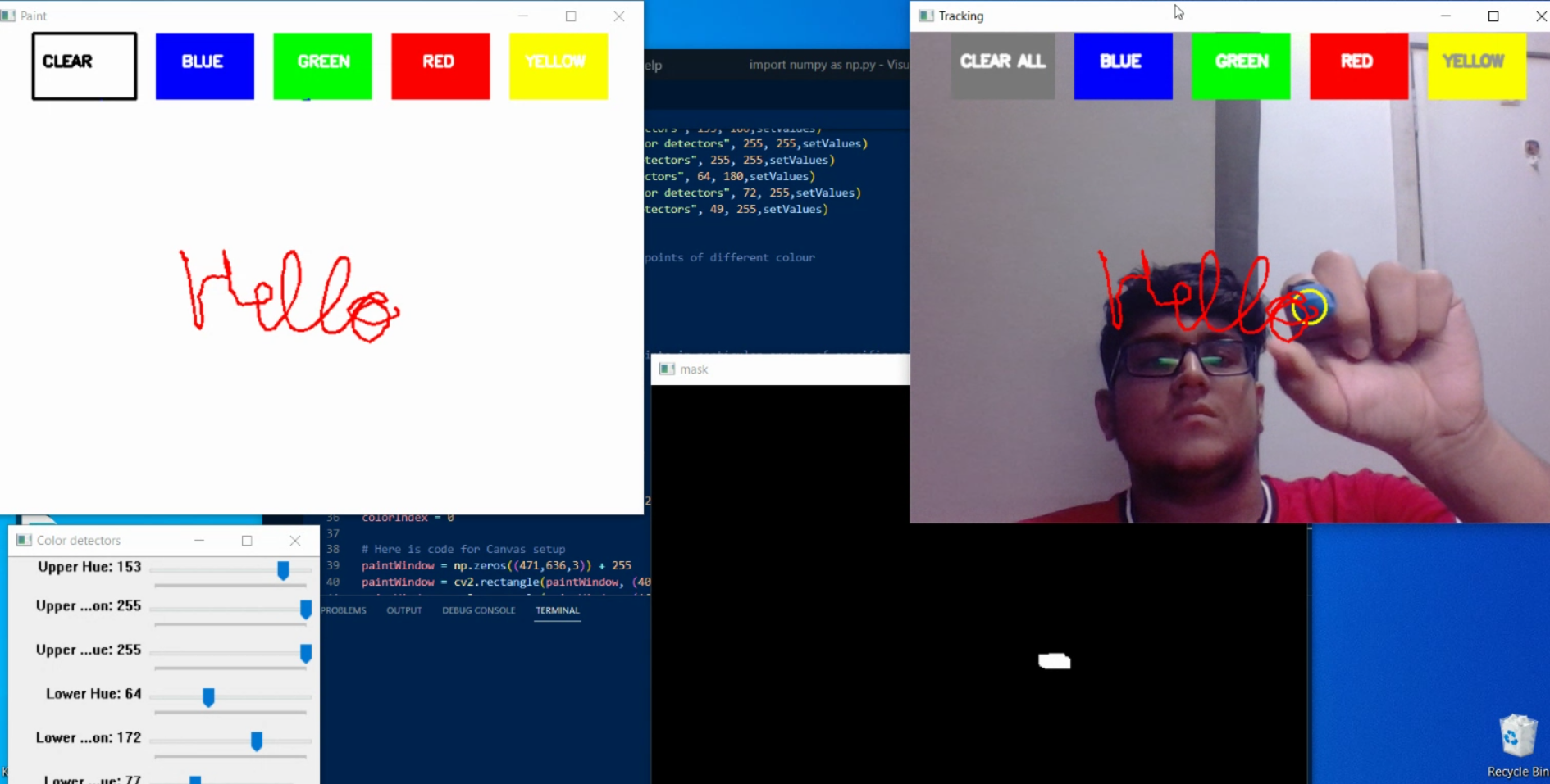 GitHub - arun-tandon/Air-Canvas: Computer vision project implemented ...