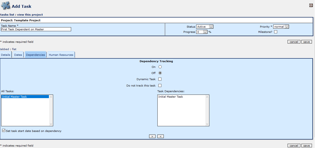 Adding subtasks as dependency to already dependent task created error