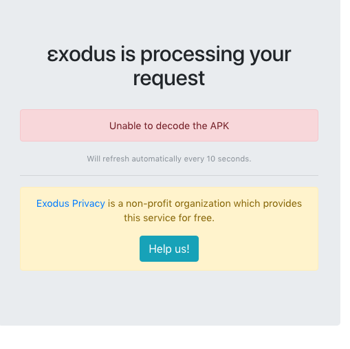 "Unable to decode the APK" errors · Issue #132 · Exodus-Privacy/exodus ...