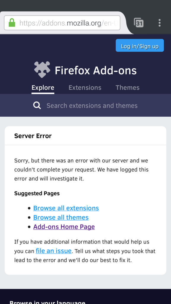Server error on add-on listing page on mobile · Issue #10508 · mozilla ...