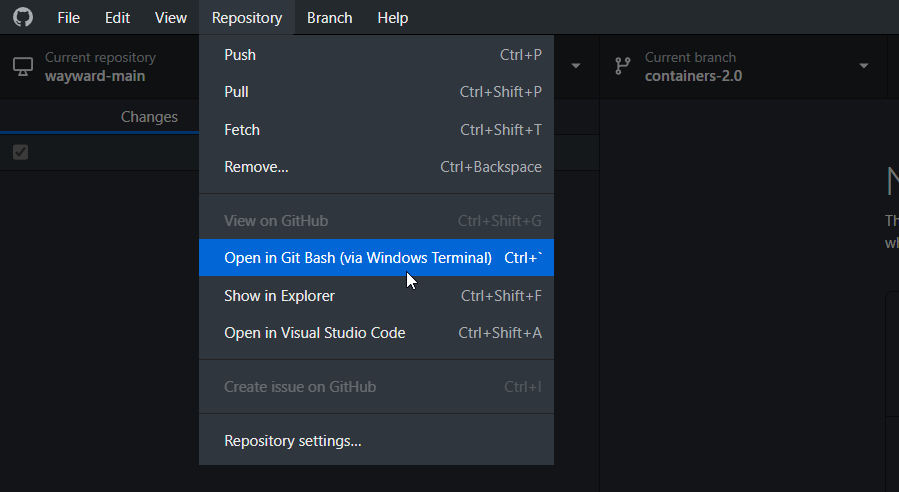 Add "Git Bash (via Windows Terminal)" and "PowerShell (via Windows ... image.