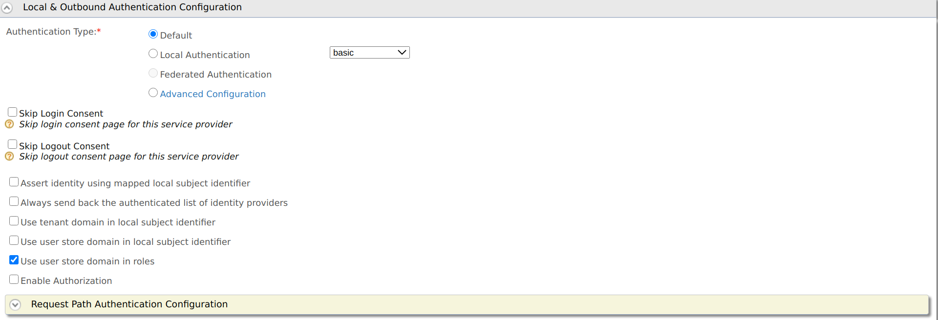 Local & Outbound Authentication Configuration is missing in Identity ...