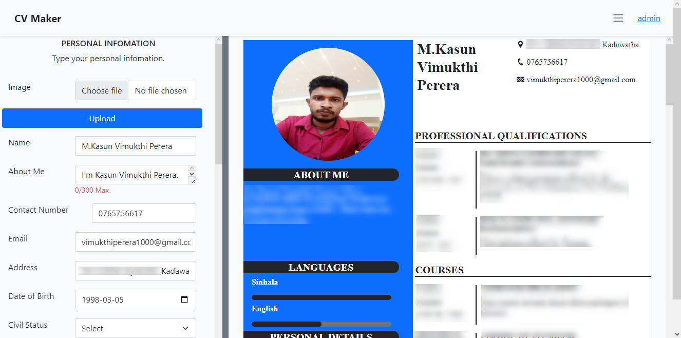 GitHub - kasunvimukthi/CV_Maker: Simple website for make cv