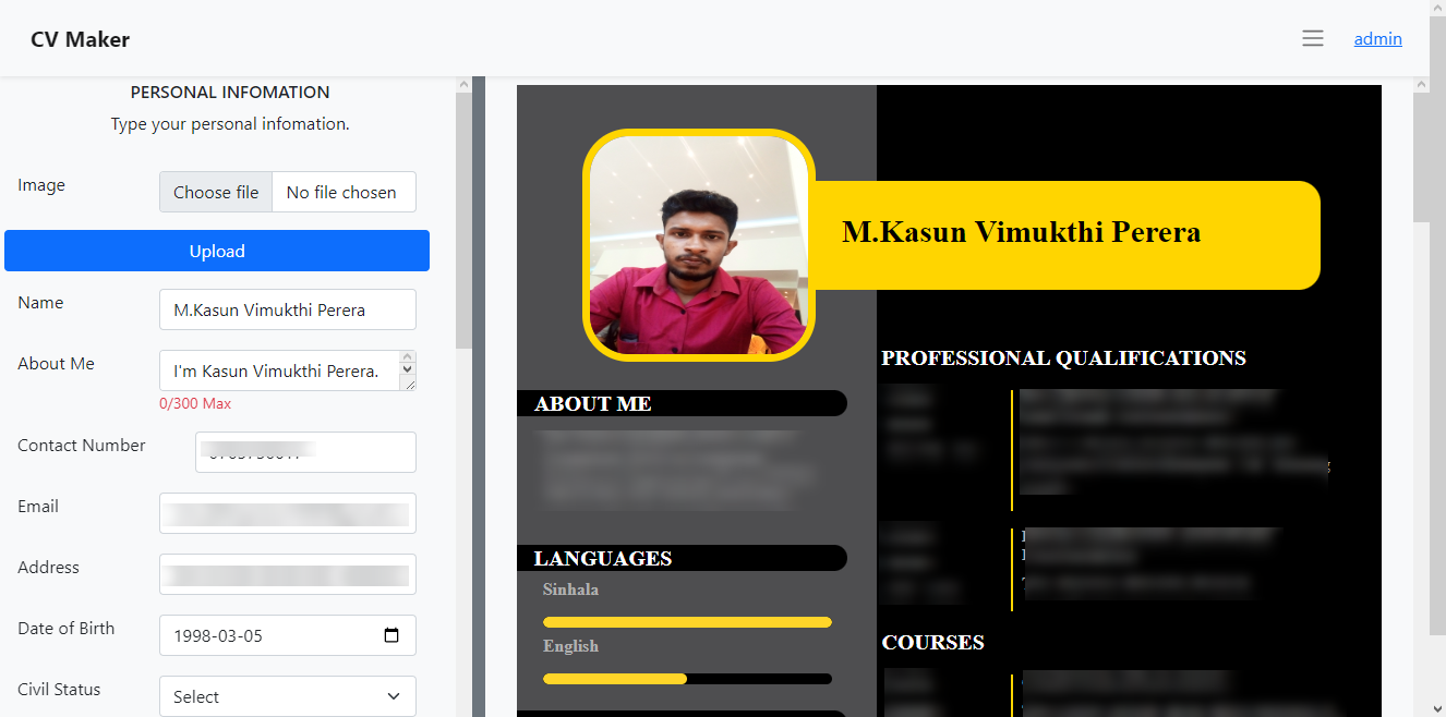 GitHub - kasunvimukthi/CV_Maker: Simple website for make cv