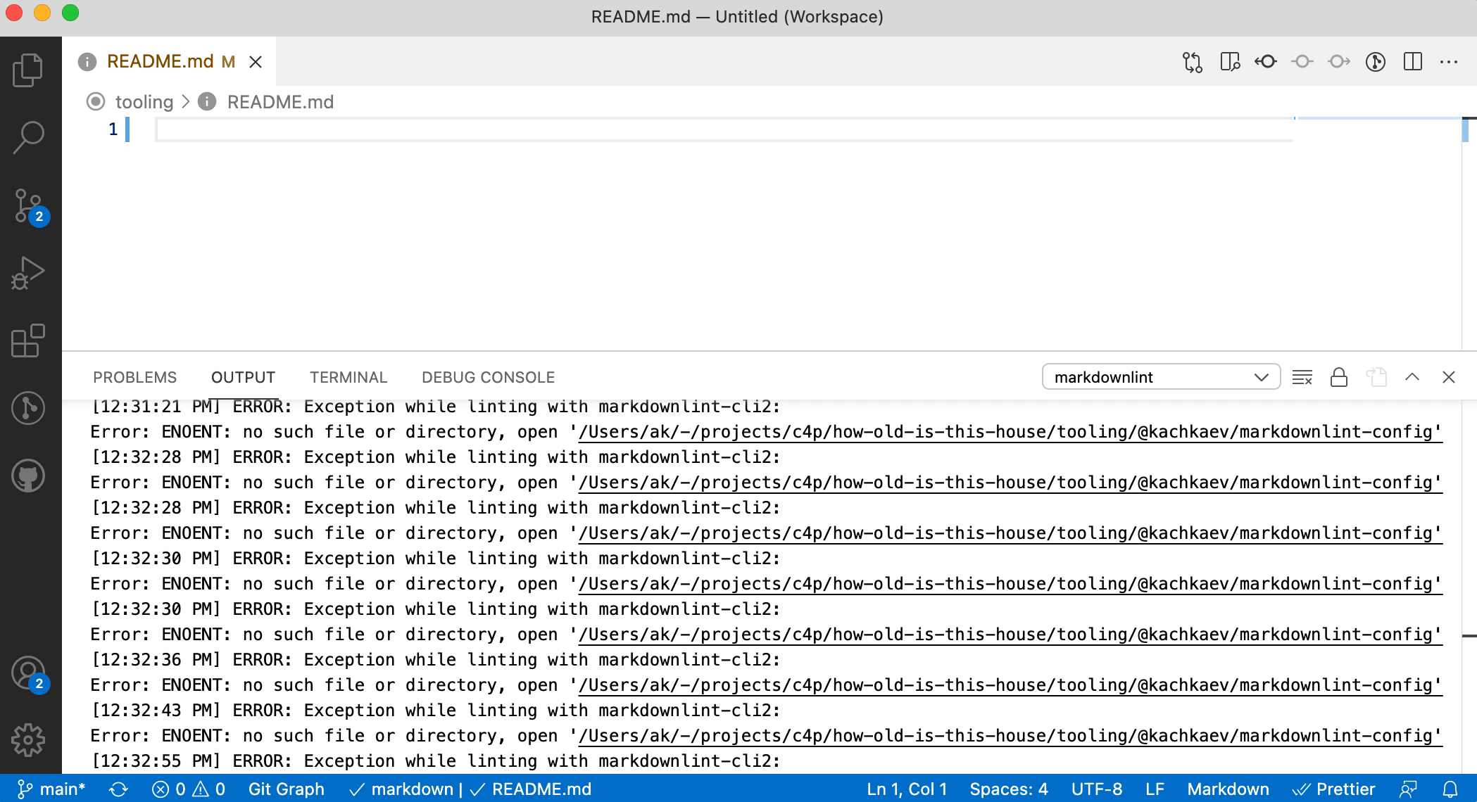 Editor loses focus on edit when a local copy of markdownlint is not ...