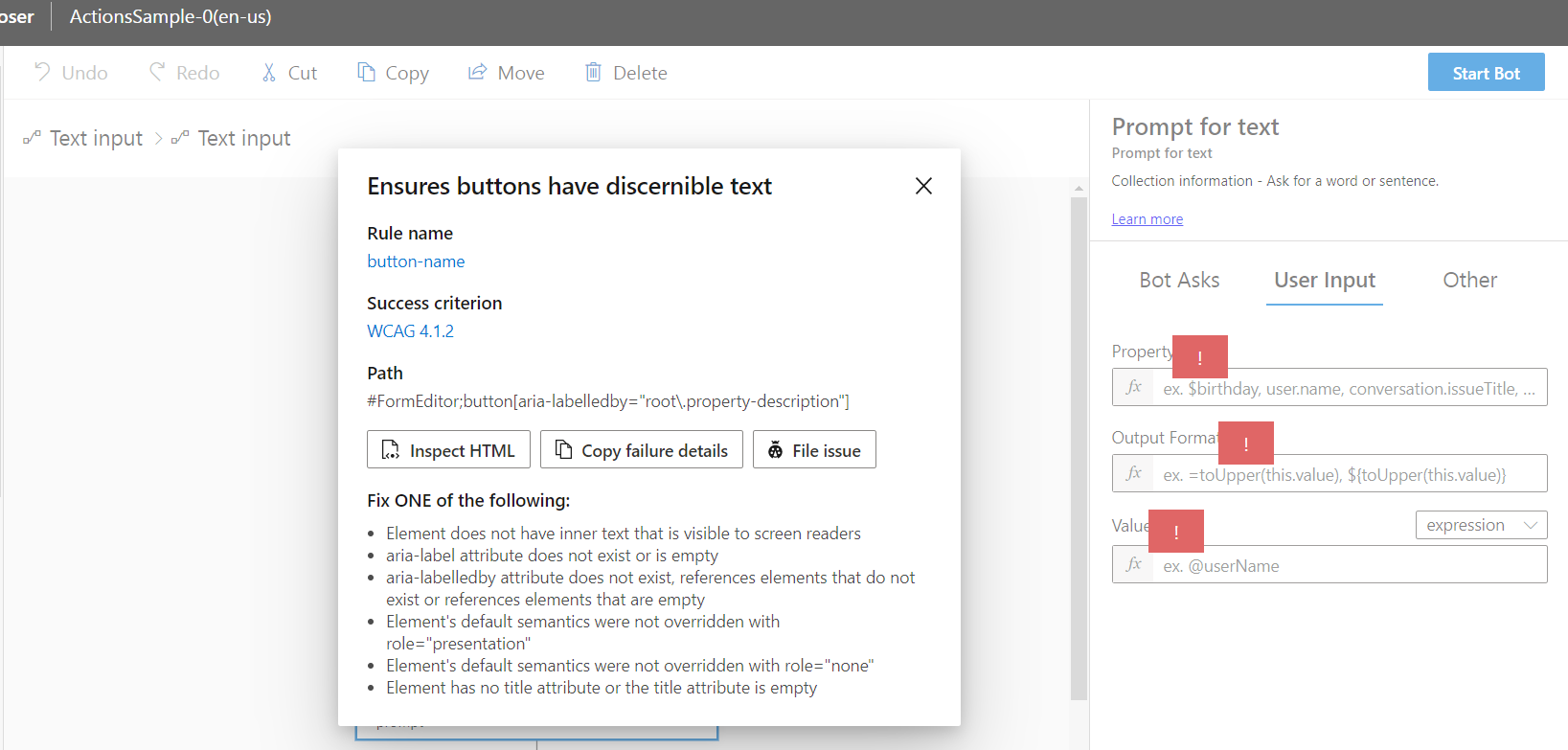 [Accessibility][Name,Role,value - About]: Ensures buttons have ...