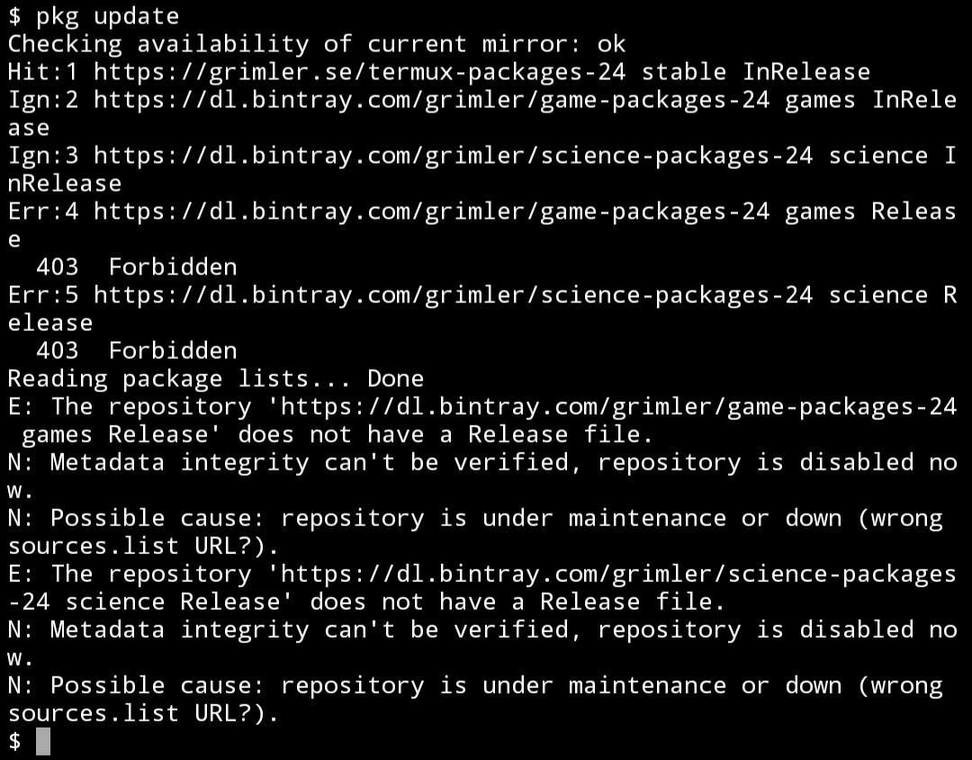 Pkg does not work. Forbidden 403 · Issue #2061 · termux/termux-app · GitHub