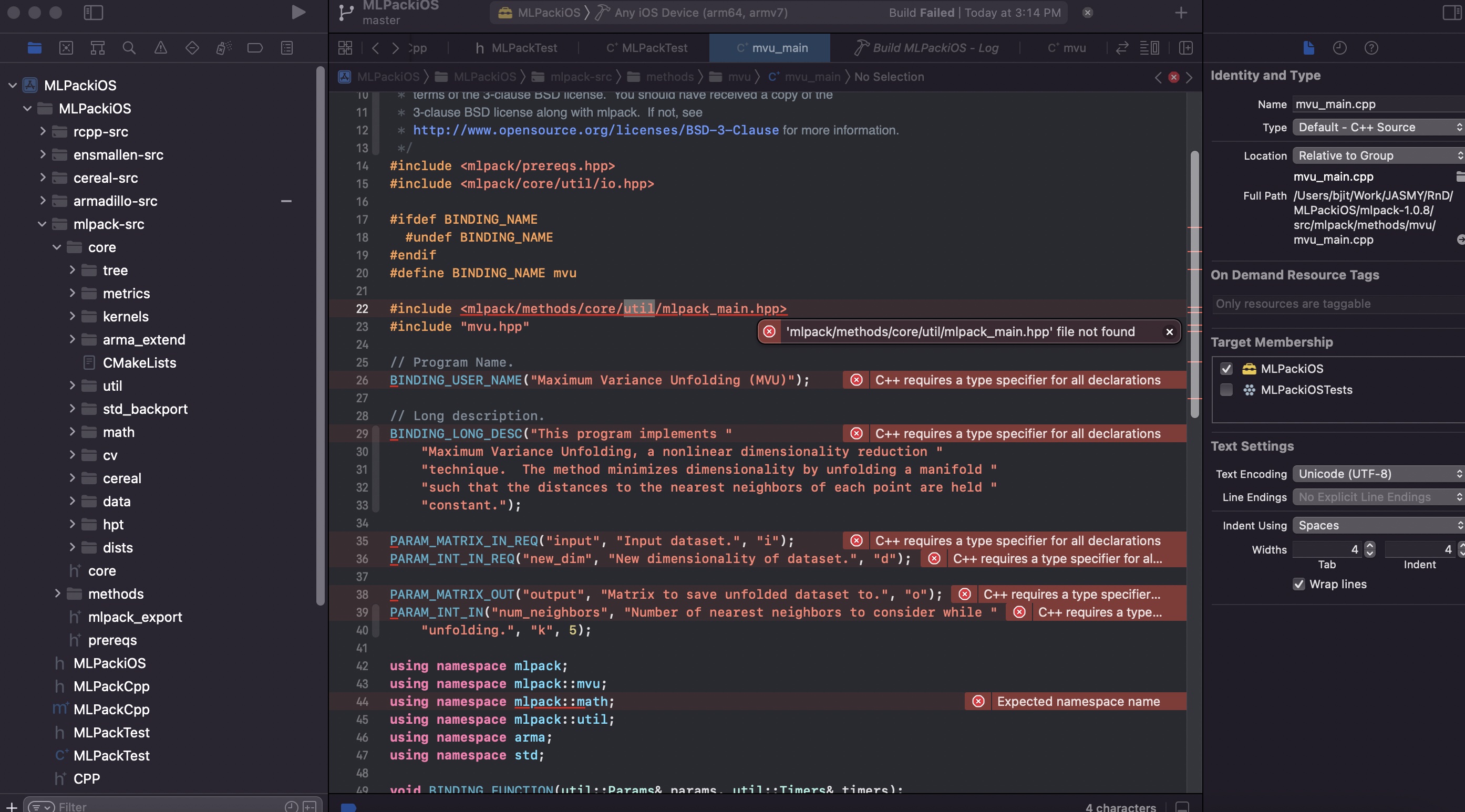 mlpack master branch source code file not found error · Issue #3158 ...