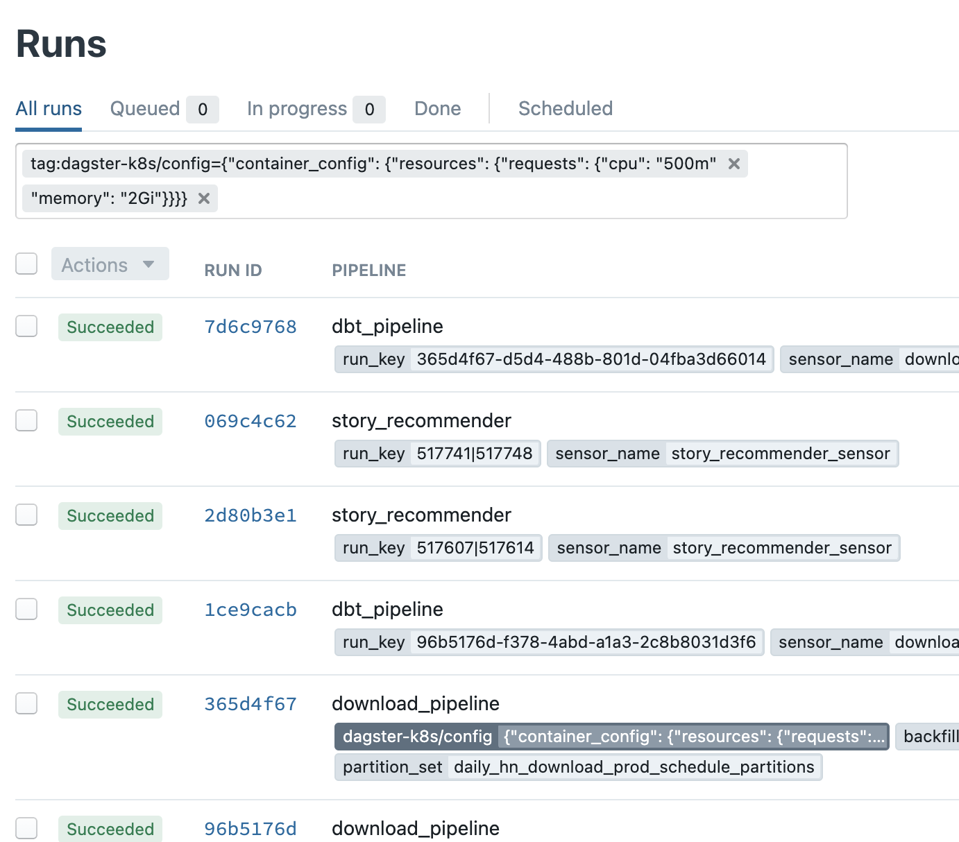 Clicking dagster k8s resource tag create two separate tag filters in UI ...
