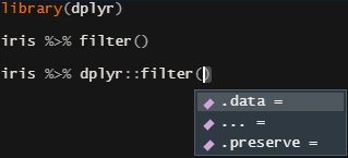 Code completion bug: column names not shown if namespace is stated ...