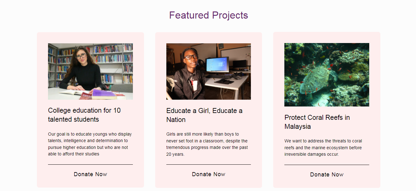 featured projects section