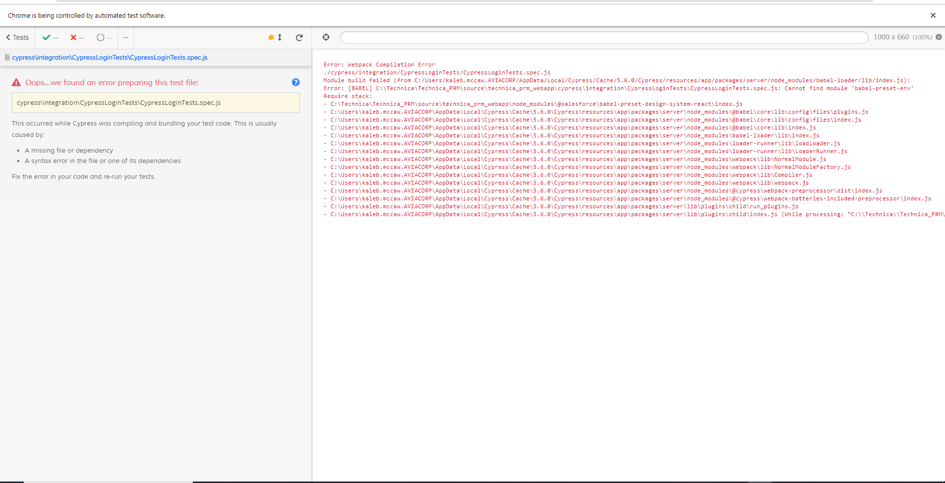 I recently did the latest update now my automated test runs throw