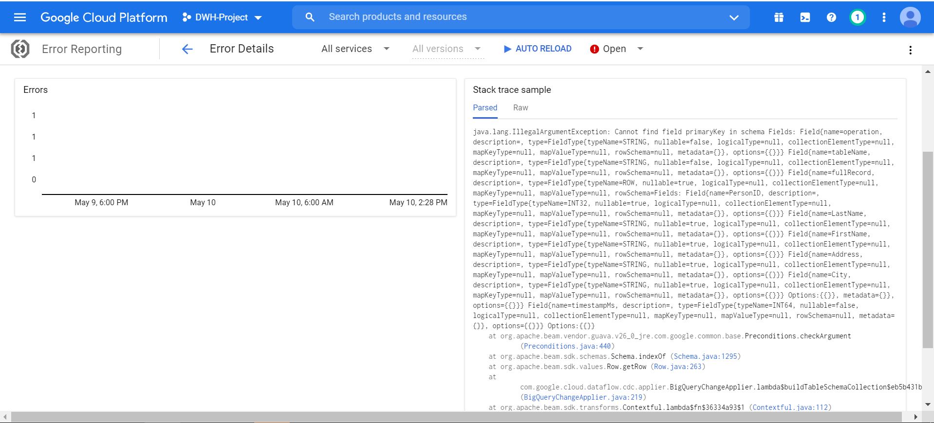 java.lang.IllegalArgumentException Cannot find field primaryKey in