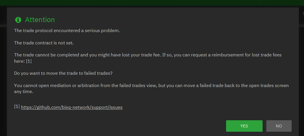 SS Failed trade 