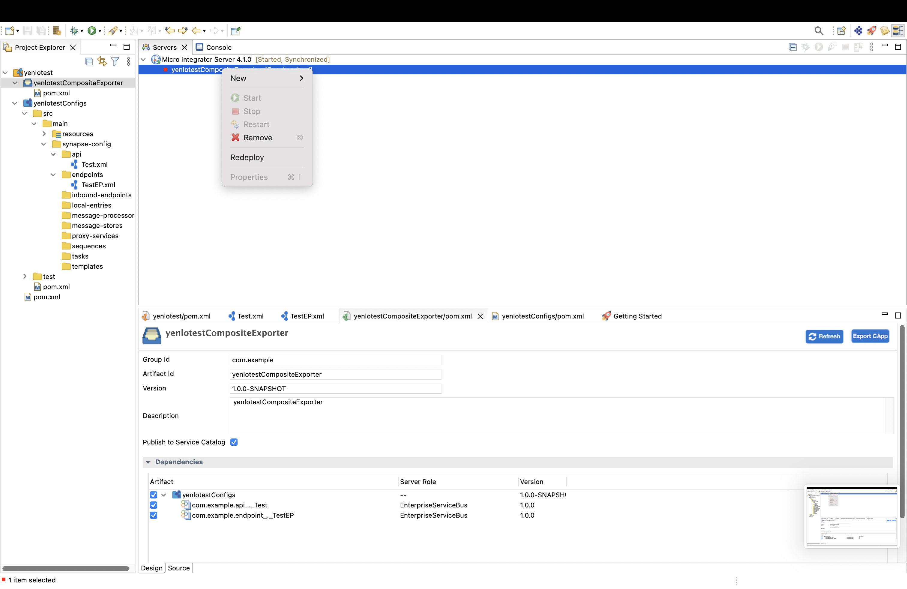 Artifacts are not deployed when trying to Redeploy a composite exporter ...