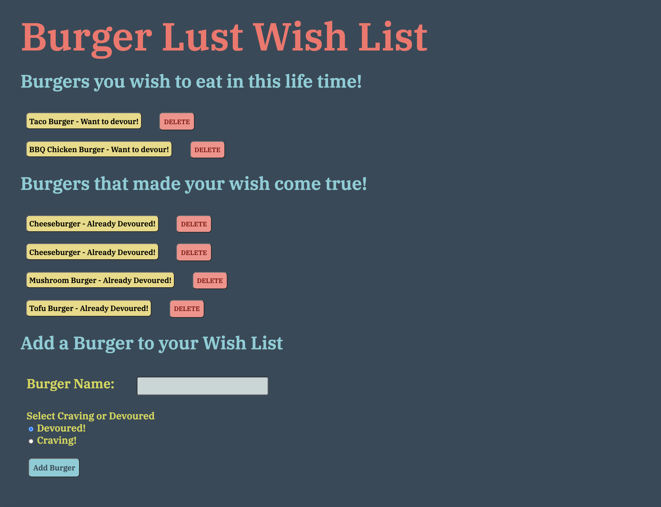 GitHub - kaitekelly/Burger-Wish: An application where user can enter ...