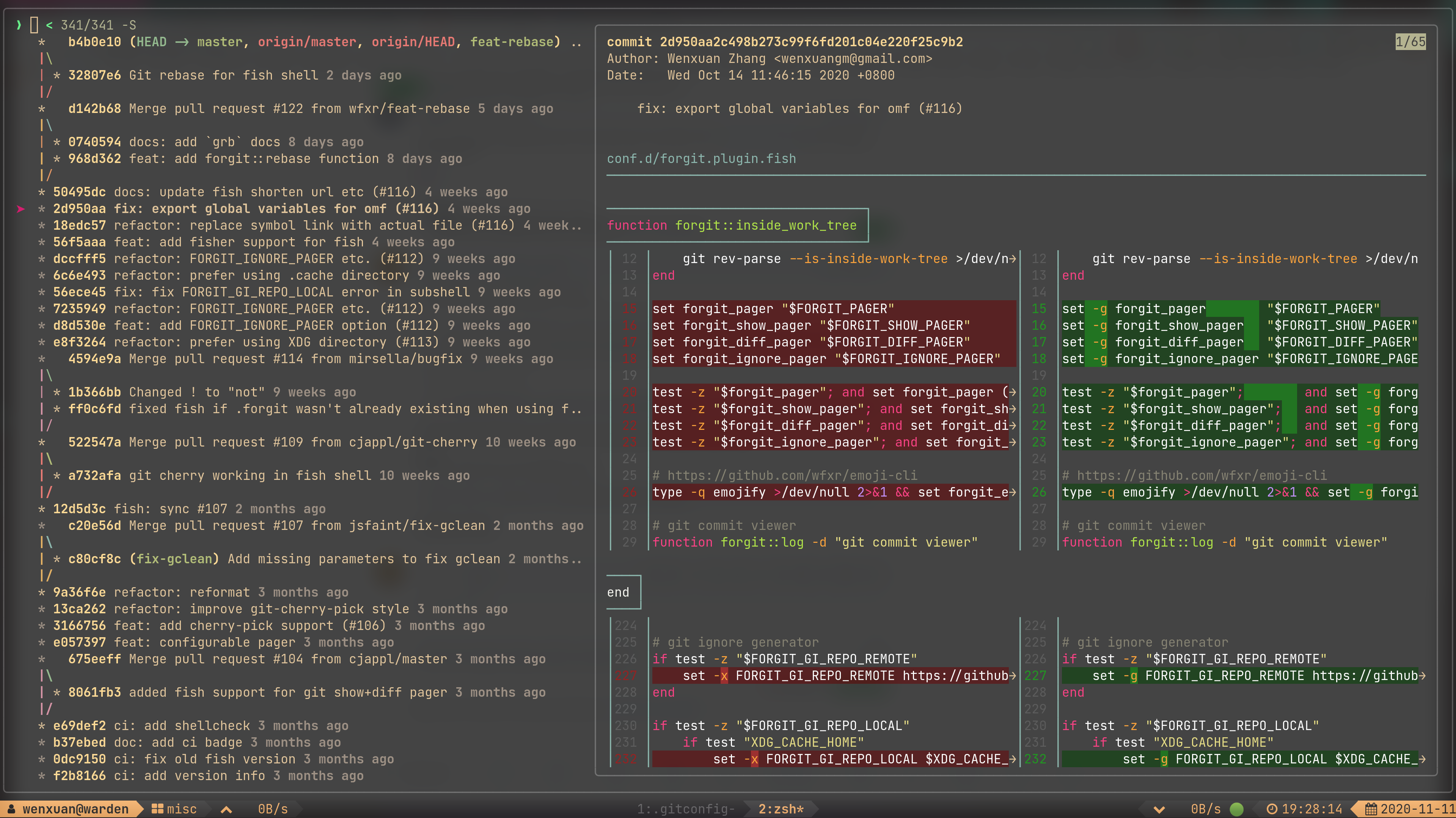 Delta sidebyside not displayed correctly on fzf preview window